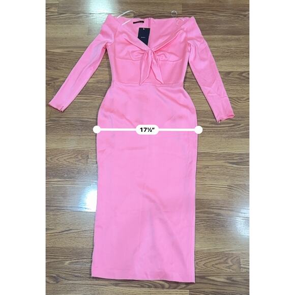 ALEX PERRY Peyton Pink bodycon off-the-shoulder satin-crepe midi dress 10 - Picture 10 of 16